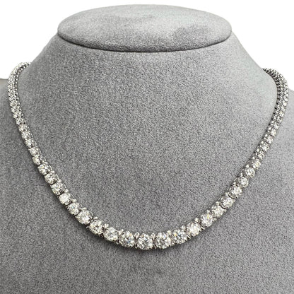 18k White Gold Round Diamond Graduated Tennis Necklace 10.37ctw G SI1 16"