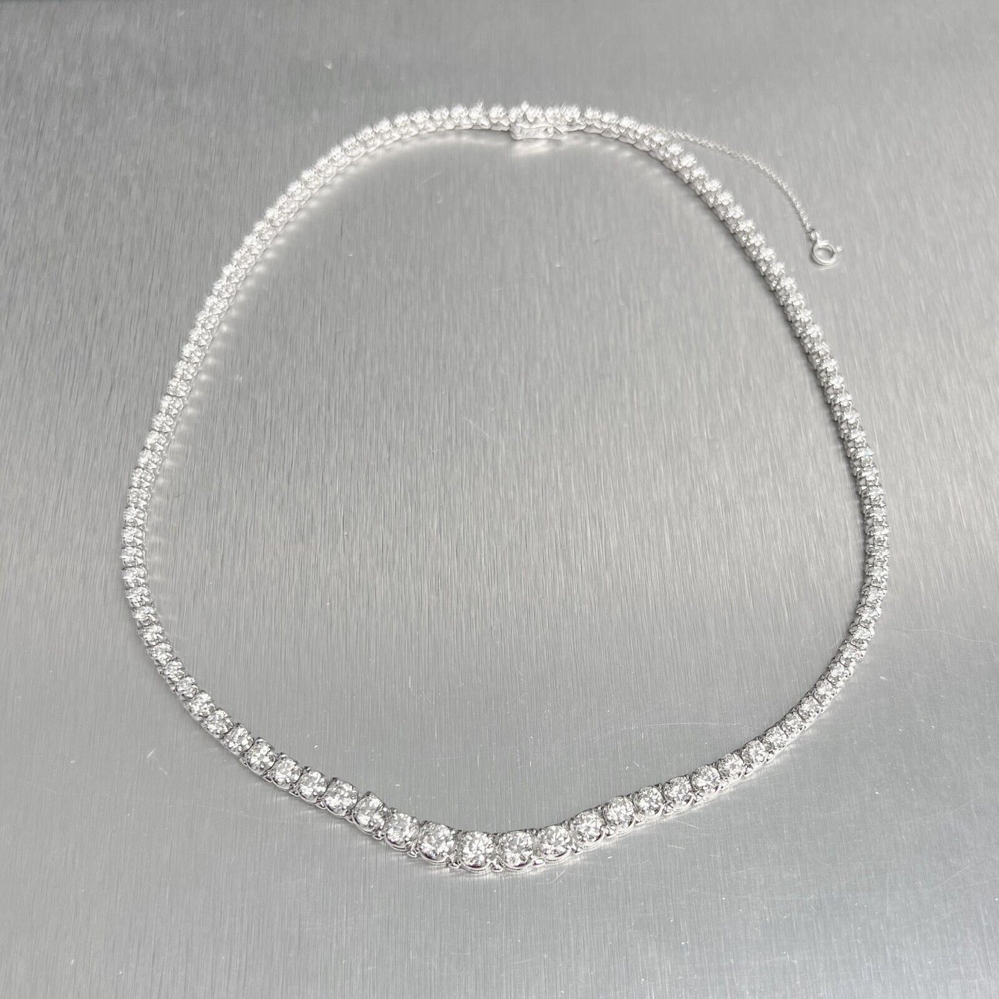 18k White Gold Round Diamond Graduated Tennis Necklace 10.37ctw G SI1 16"