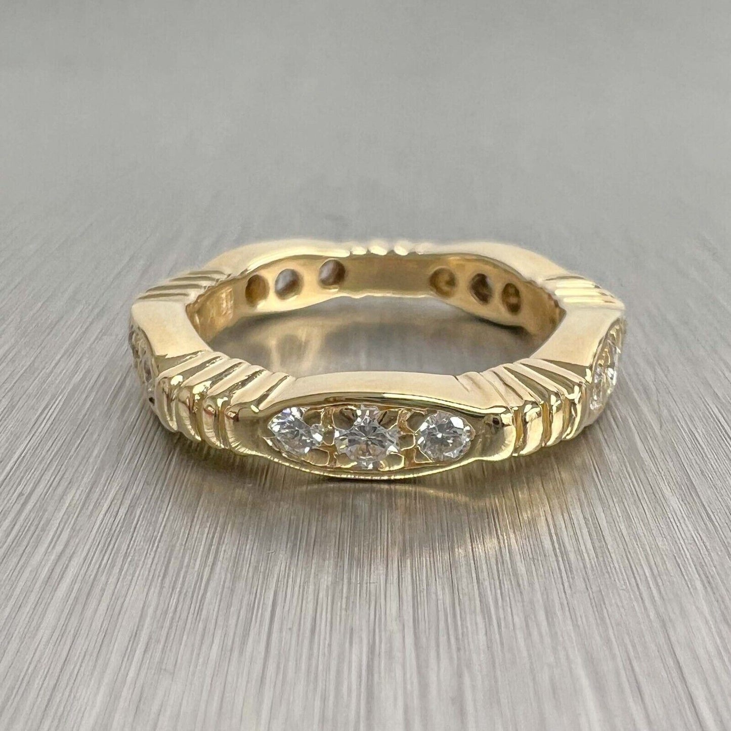 18k Yellow Gold Diamond 5 Section Eternity Band 0.60ctw F VS1 4.5g Ring sz 4.25