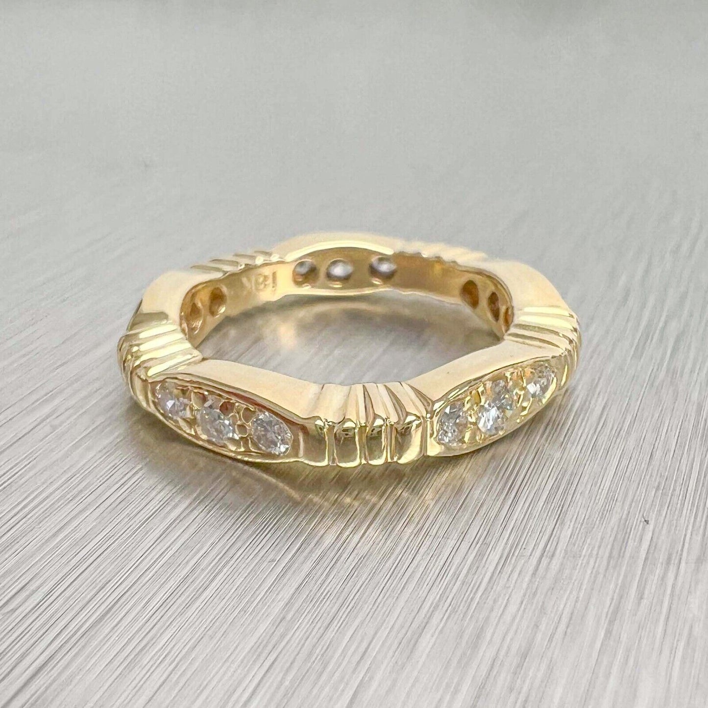 18k Yellow Gold Diamond 5 Section Eternity Band 0.60ctw F VS1 4.5g Ring sz 4.25