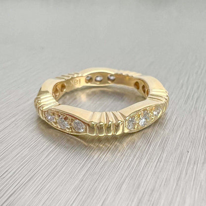 18k Yellow Gold Diamond 5 Section Eternity Band 0.60ctw F VS1 4.5g Ring sz 4.25