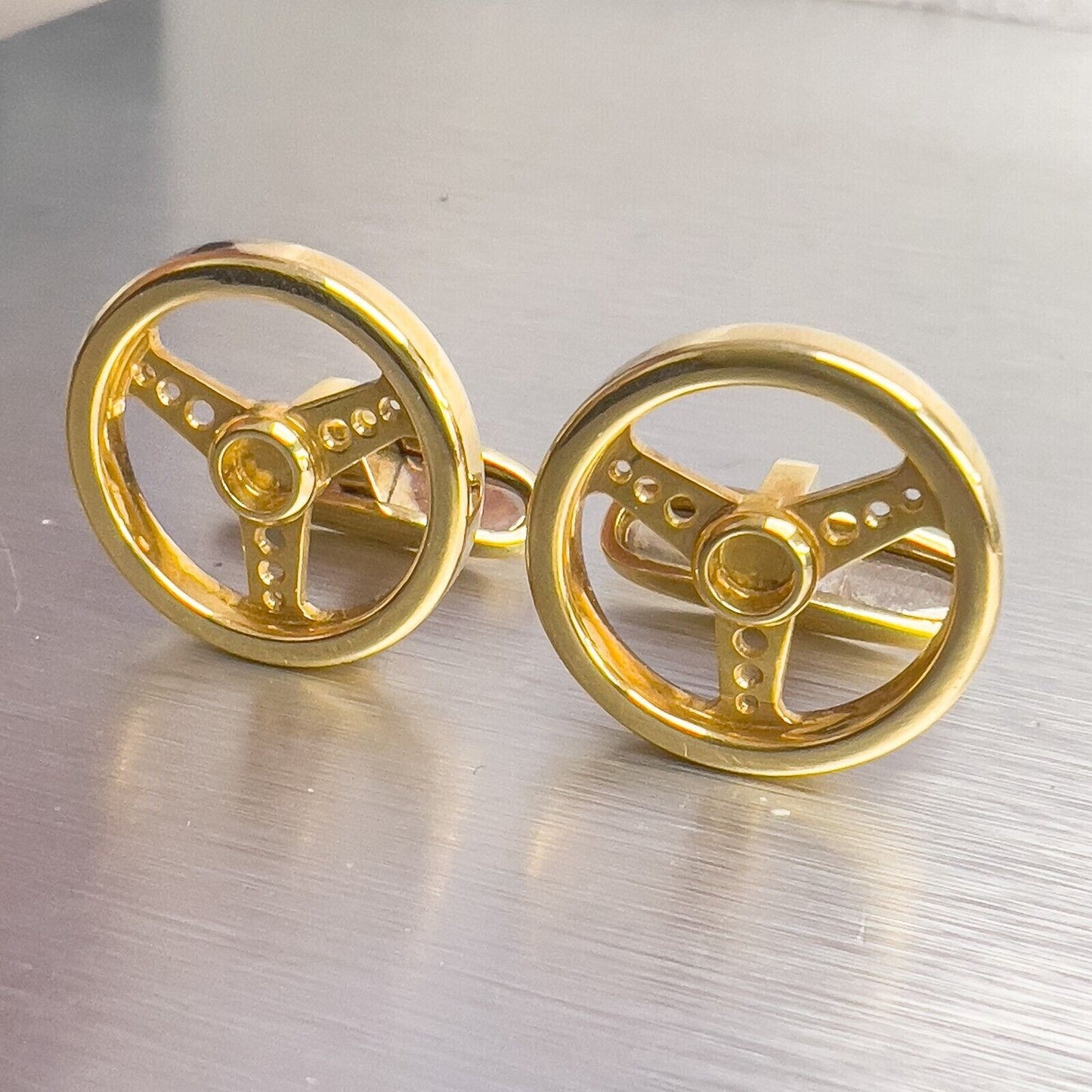 Chopard 18k Yellow Gold Steering Wheel Men's Cufflinks 16g VINTAGE