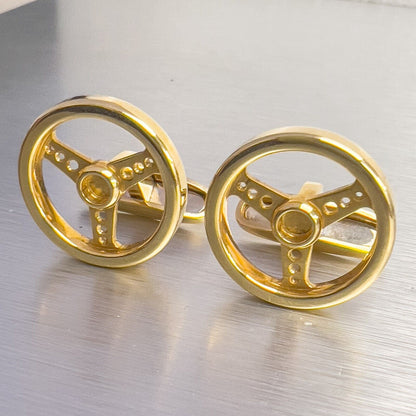 Chopard 18k Yellow Gold Steering Wheel Men's Cufflinks 16g VINTAGE