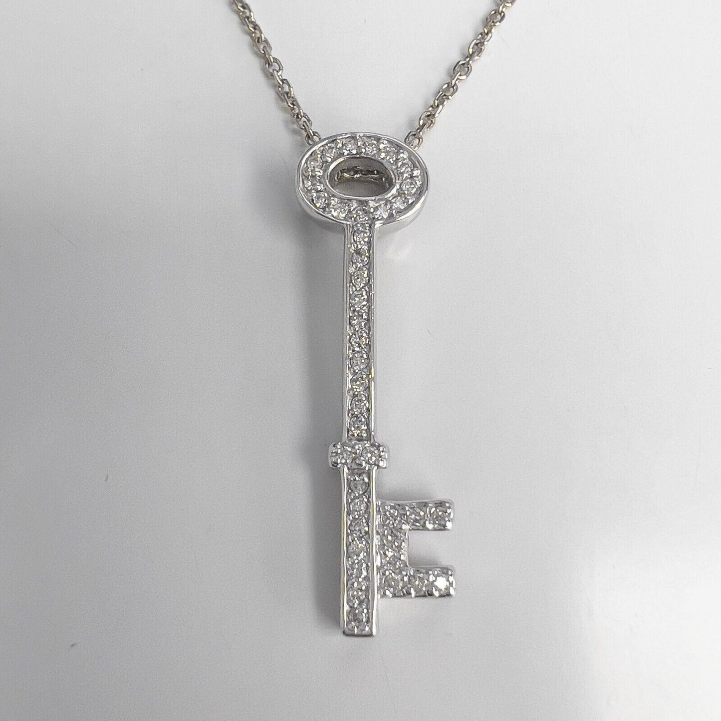 14K White Gold Skeleton Key Effy “Bita” Diamond Pendant 0.35ctw 16.75" RET$1,500