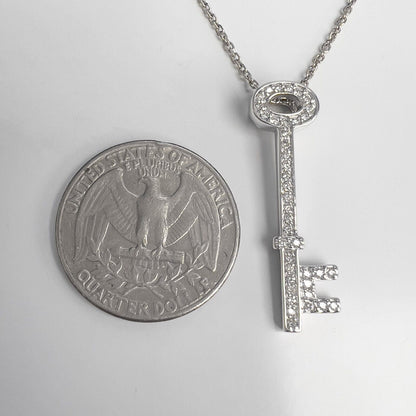 14K White Gold Skeleton Key Effy “Bita” Diamond Pendant 0.35ctw 16.75" RET$1,500