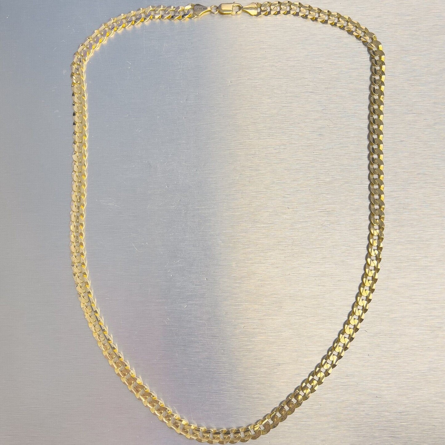14k Yellow Gold Flat Curb Link 7.20mm Chain Necklace 24" 53.7g