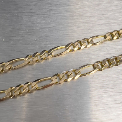 14k Yellow Gold Figaro Link 6.75mm Chain Necklace 22" 41.7g