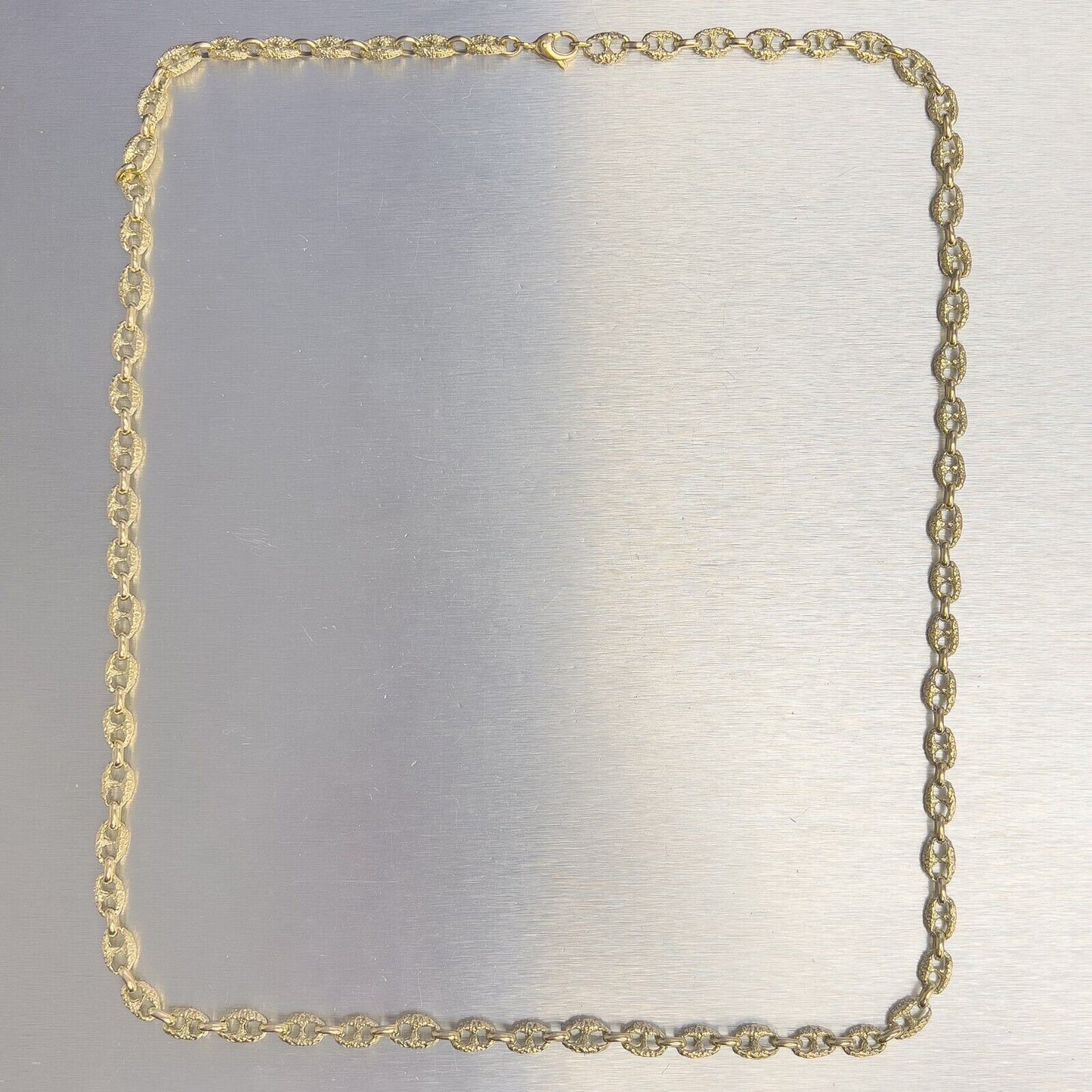 14k Yellow Gold Fancy Mariner Nugget Texture Link 7mm Chain Necklace 32.5" 77.9g