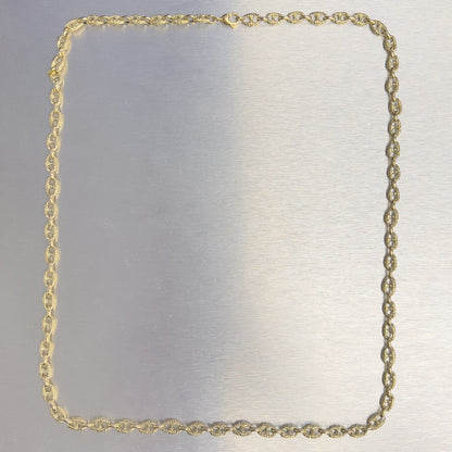 14k Yellow Gold Fancy Mariner Nugget Texture Link 7mm Chain Necklace 32.5" 77.9g