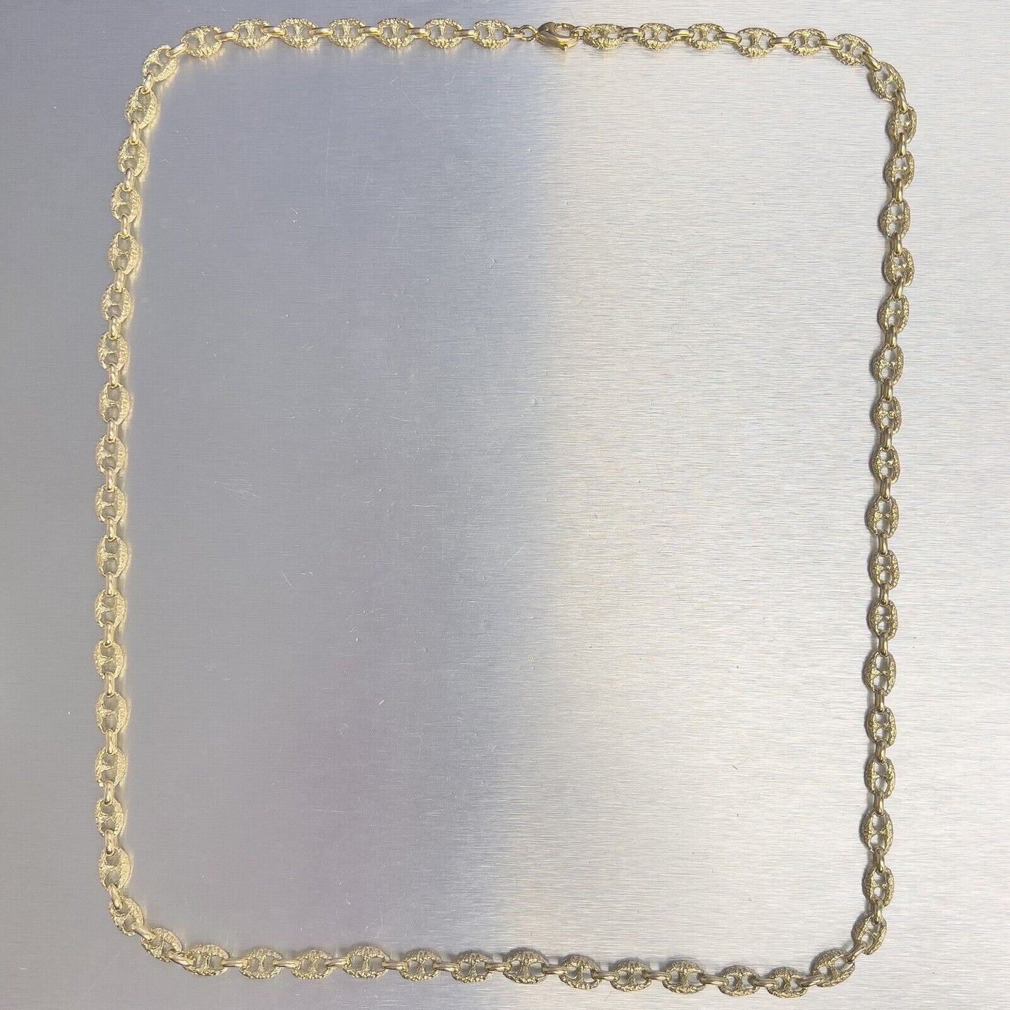 14k Yellow Gold Fancy Mariner Nugget Texture Link 7mm Chain Necklace 32.5" 77.9g