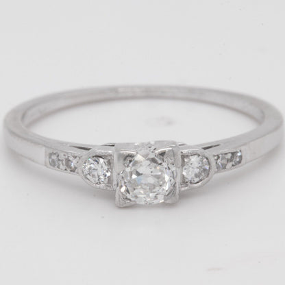 Antique Platinum 900 Old Mine Diamond Engagement Ring 0.27ctw G VS2 size 5.75