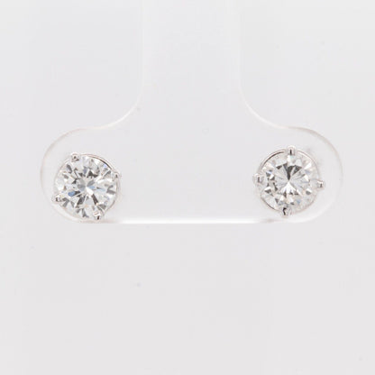 14k White Gold Round Diamond Basket Stud Earrings 0.85ctw F SI1