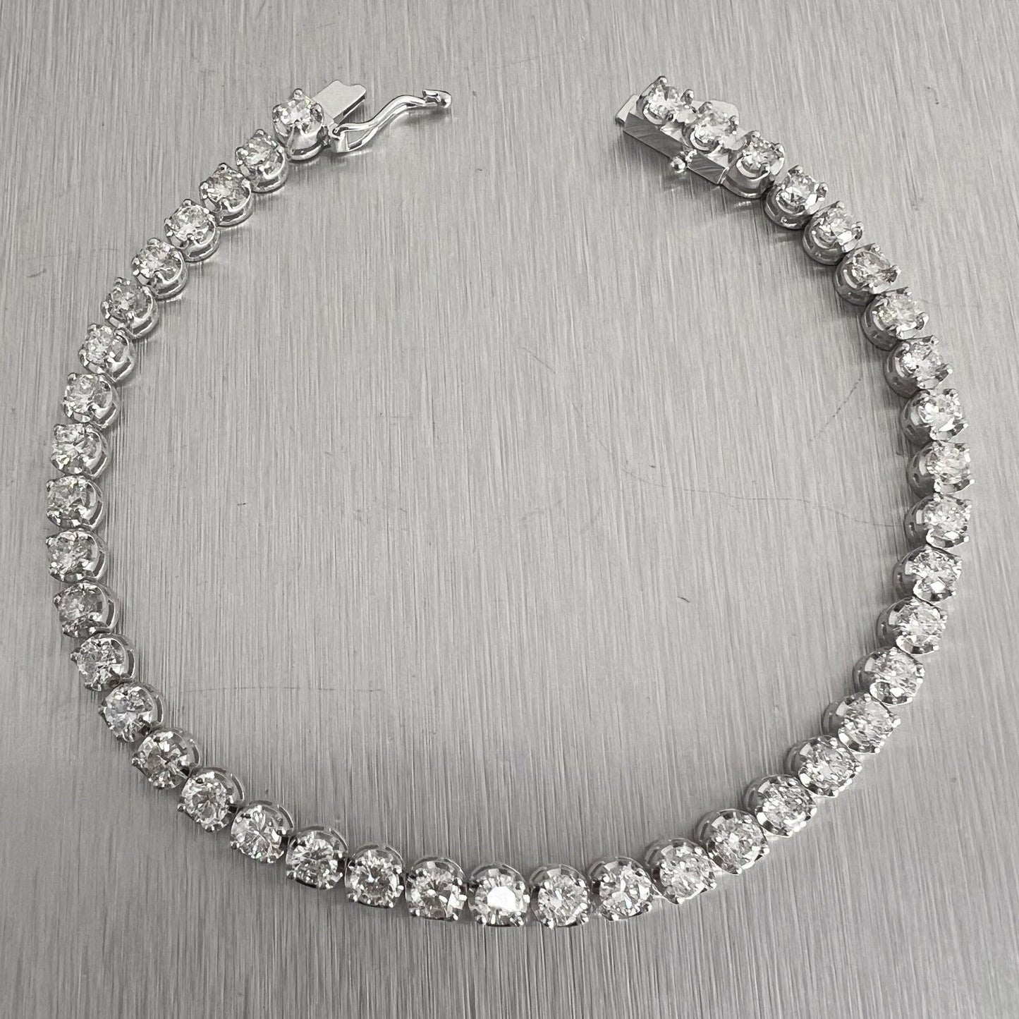 14k White Gold Diamond 42 Stone Tennis Bracelet 5.46ctw G VS2-SI1 7.25"