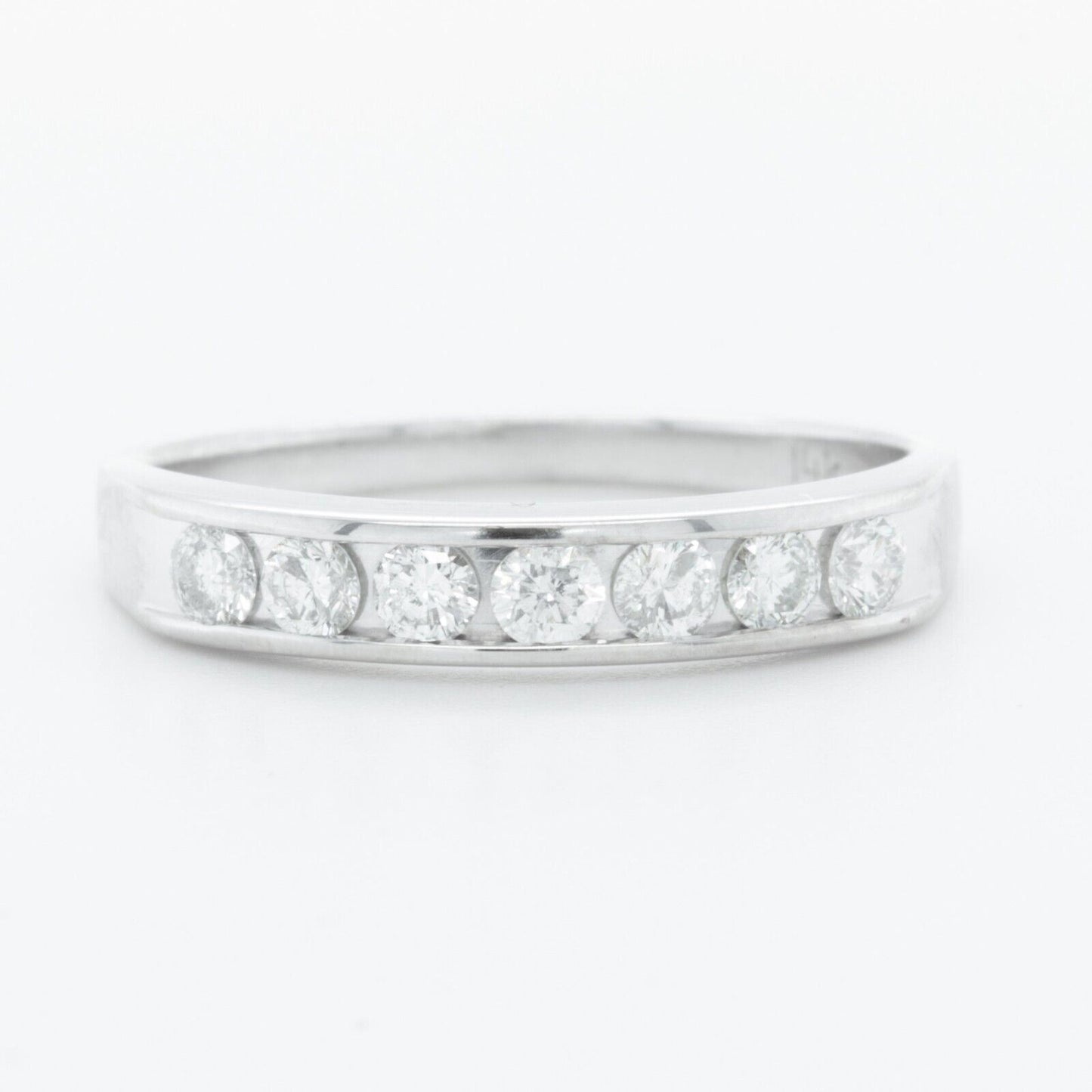 14k White Gold Diamond 7 Stone Wedding Band 0.35ctw H SI1 Ring Size 6.25