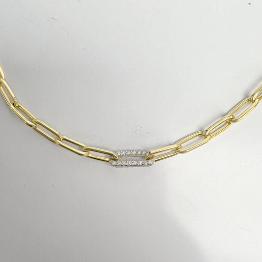 14k Yellow Gold 0.60ctw Diamond Paperclip Link 5.00mm Chain Necklace 17" 15.1g