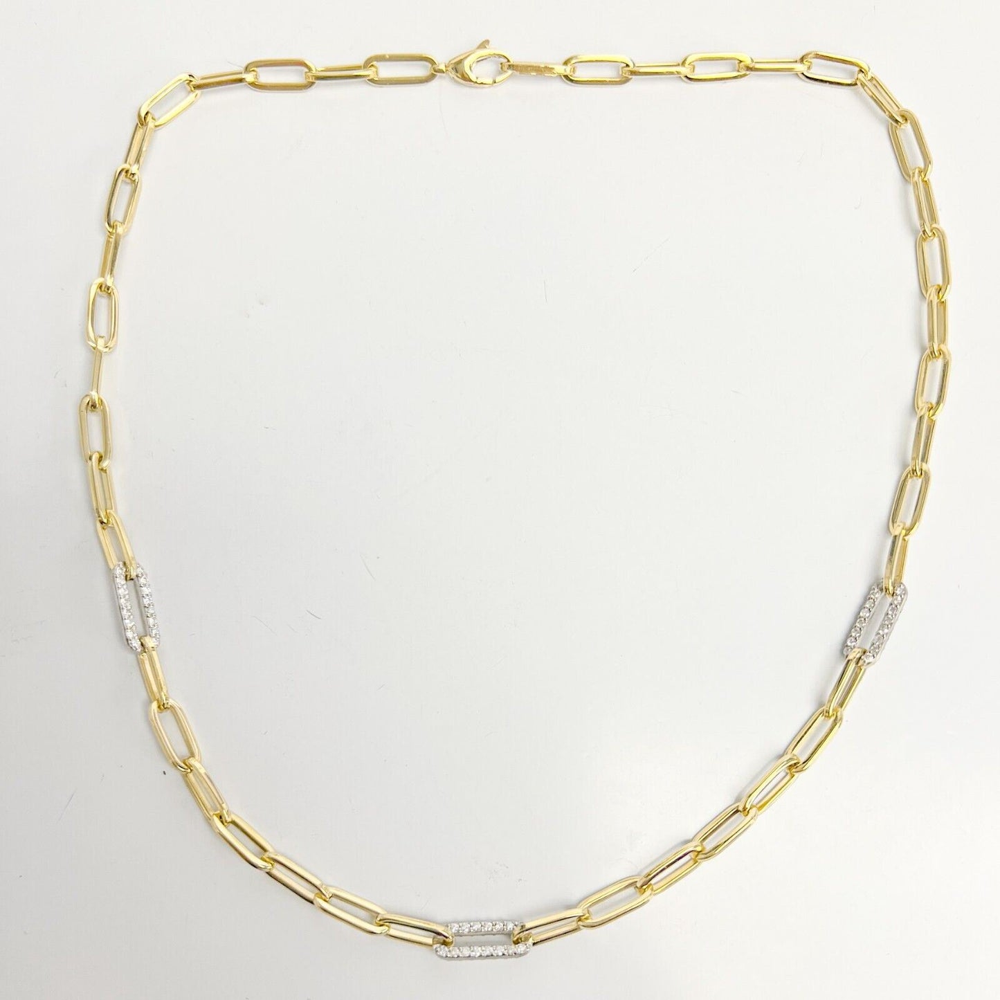 14k Yellow Gold 0.60ctw Diamond Paperclip Link 5.00mm Chain Necklace 17" 15.1g