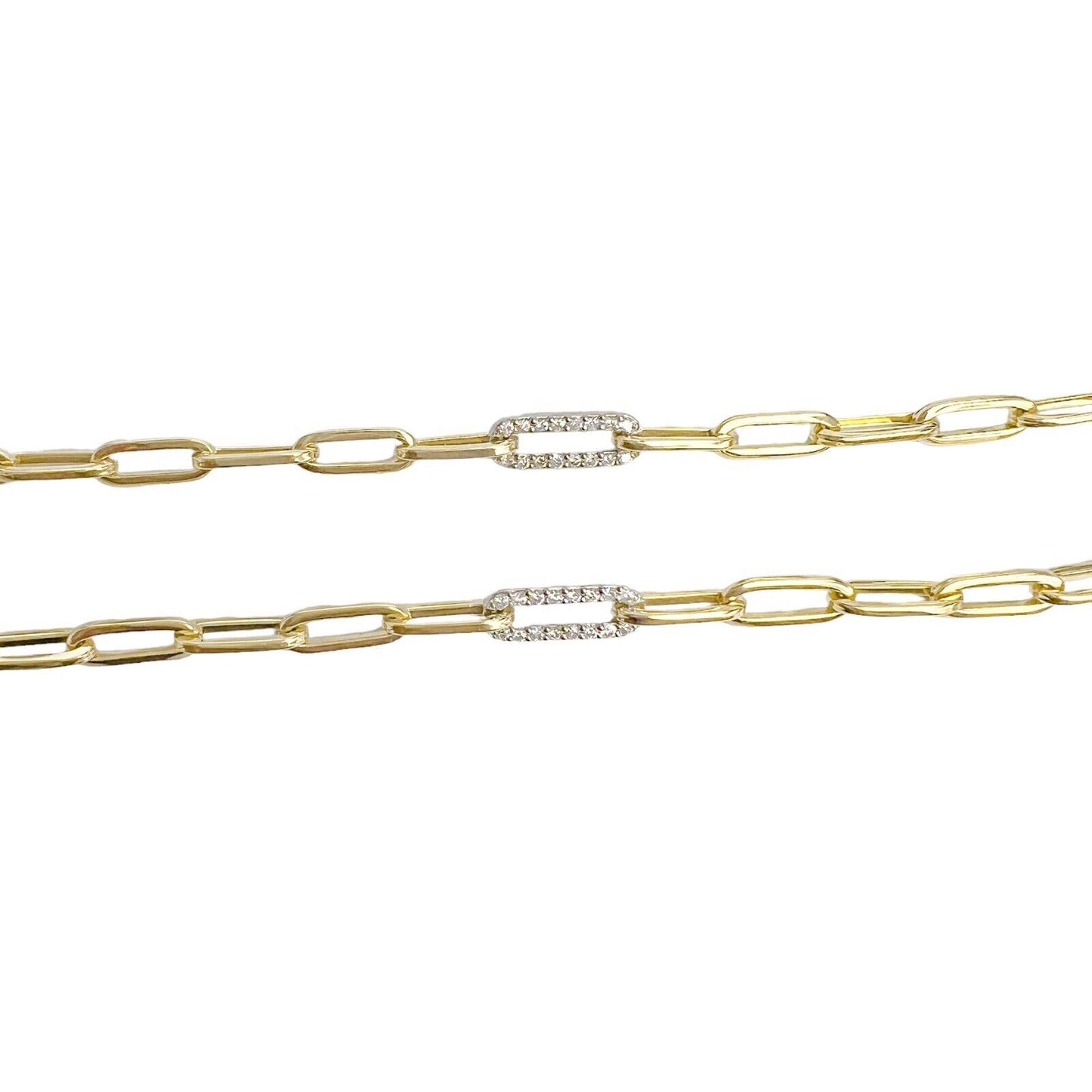 14k Yellow Gold 0.60ctw Diamond Paperclip Link 5.00mm Chain Necklace 17" 15.1g