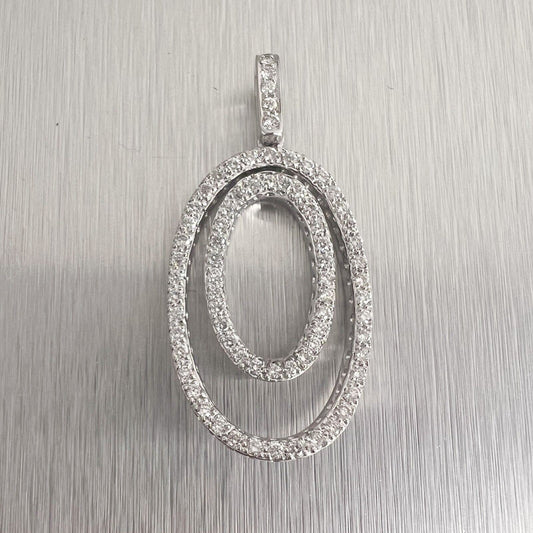 14k White Gold Diamond Dangling Dual Oval Pendant 0.82ctw G SI1 6.5g