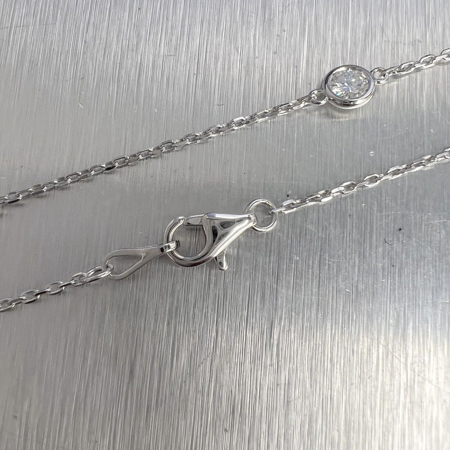 14k White Gold 10 Station Diamonds by the Yard Necklace 1.91ctw G VS2 18" 4.2g