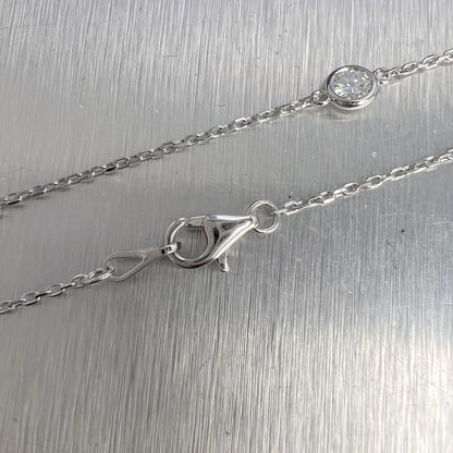 14k White Gold 10 Station Diamonds by the Yard Necklace 1.91ctw G VS2 18" 4.2g