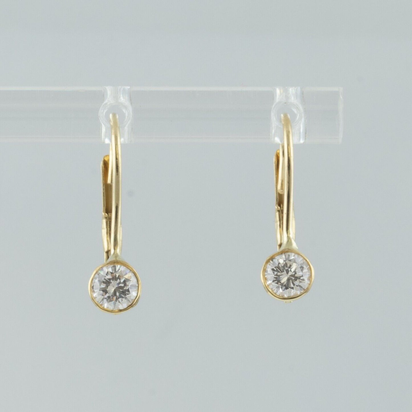 14k Yellow Gold Diamond Dangle Drop Leverback Earrings 0.58ctw G-H SI1 1.4g