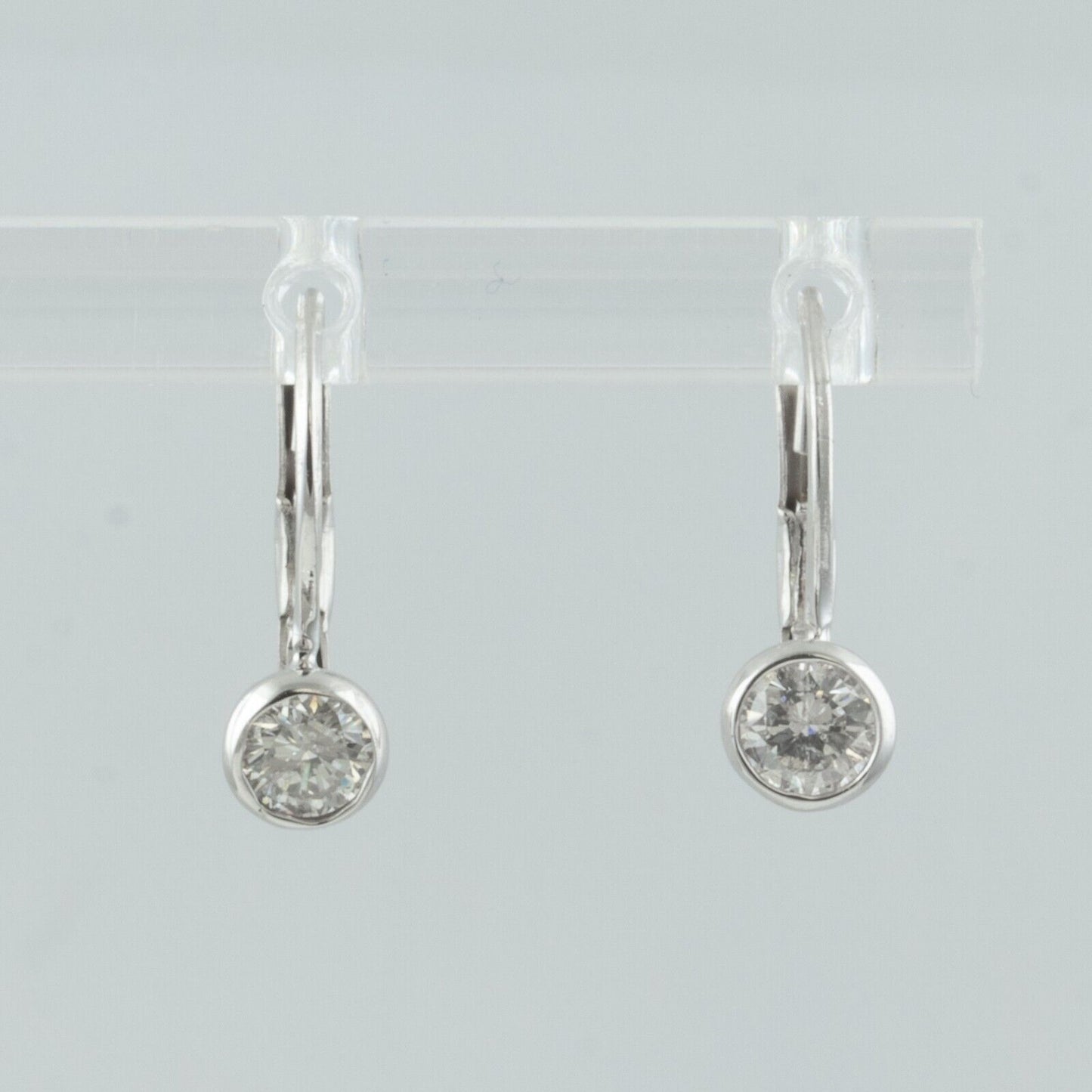 14k White Gold Diamond Dangle Drop Leverback Earrings 0.38ctw G-H SI1 1.4g