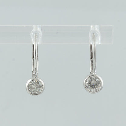 14k White Gold Diamond Dangle Drop Leverback Earrings 0.38ctw G-H SI1 1.4g