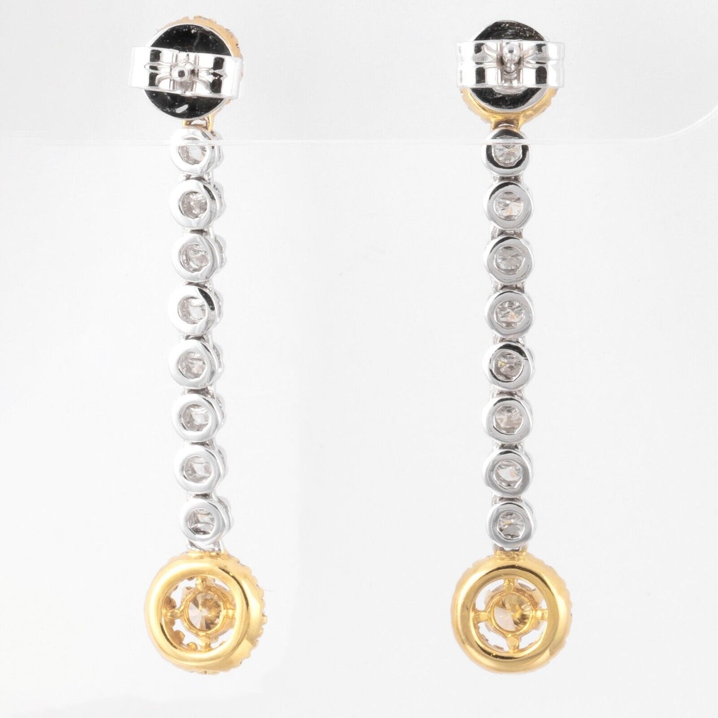 18k White & Yellow Gold White and Fancy Yellow Diamond Dangle Earrings 1.50ctw