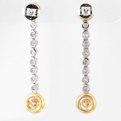 18k White & Yellow Gold White and Fancy Yellow Diamond Dangle Earrings 1.50ctw