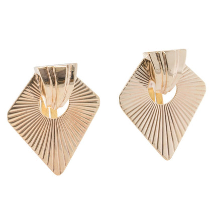 Tiffany & Co. 14k Yellow Gold Fanned Fluted Shield Omegaback Earrings VINTAGE