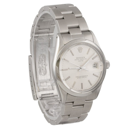 Rolex Oyster Perpetual Date Silver Dial Stainless Steel Smooth Bezel 34mm 15000