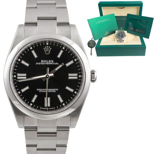 Rolex Oyster Perpetual 41mm Stainless Steel Black 124300 Watch BOX & PAPERS
