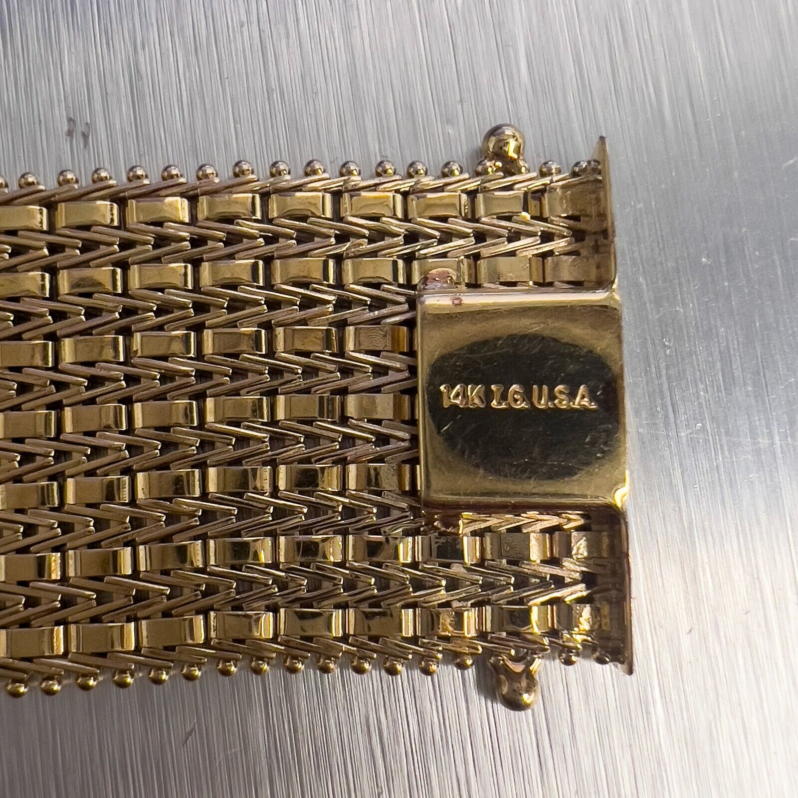 Imperial 14k Yellow Gold Fancy Mixed Wheat Mesh Link 24mm Bracelet