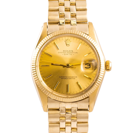 Vintage Rolex Date 1503 14K Yellow Gold Champagne Dial 34mm Watch